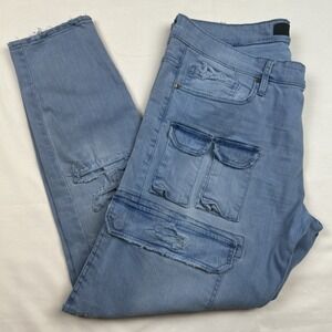 Jordan Craig Mens Jeans Ross Stretch Cargo Pants Sky Blue Size 38x31 Distressed
